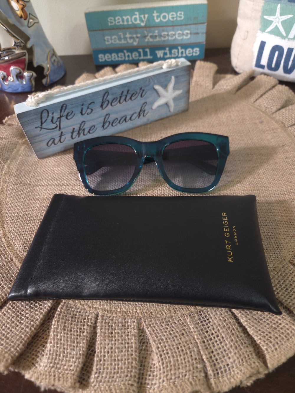 NWOT Kurt Geiger Teal Frame Sunglasses
